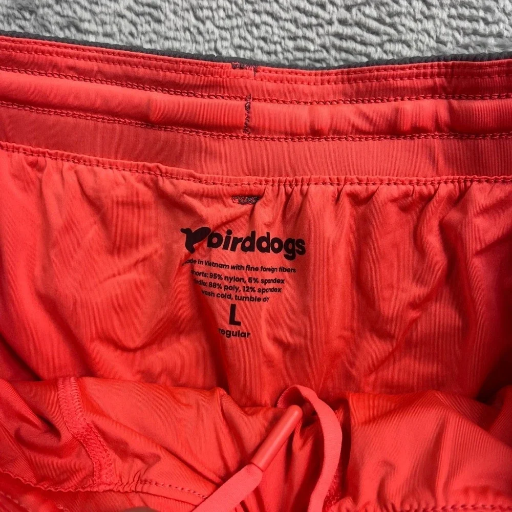 Birddogs Men Gray Gym Shorts with Orange Liner Size Large Elastic Waist 6 Inseam